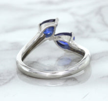 Load image into Gallery viewer, 1.11ctw Pear Blue Sapphire Snakehead Ring in 14K White Gold