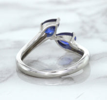 Load image into Gallery viewer, 1.11ctw Pear Blue Sapphire Snakehead Ring in 14K White Gold