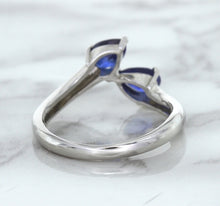 Load image into Gallery viewer, 1.11ctw Pear Blue Sapphire Snakehead Ring in 14K White Gold