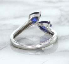 Load image into Gallery viewer, 1.11ctw Pear Blue Sapphire Snakehead Ring in 14K White Gold