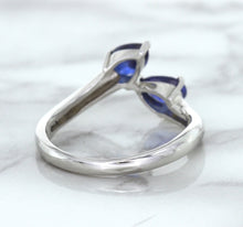 Load image into Gallery viewer, 1.11ctw Pear Blue Sapphire Snakehead Ring in 14K White Gold