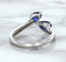 Load image into Gallery viewer, 1.11ctw Pear Blue Sapphire Snakehead Ring in 14K White Gold