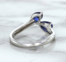 Load image into Gallery viewer, 1.11ctw Pear Blue Sapphire Snakehead Ring in 14K White Gold