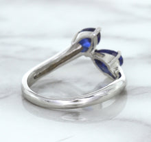 Load image into Gallery viewer, 1.11ctw Pear Blue Sapphire Snakehead Ring in 14K White Gold