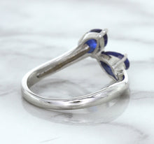 Load image into Gallery viewer, 1.11ctw Pear Blue Sapphire Snakehead Ring in 14K White Gold