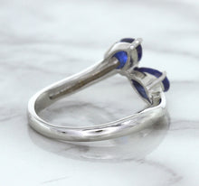 Load image into Gallery viewer, 1.11ctw Pear Blue Sapphire Snakehead Ring in 14K White Gold