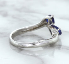 Load image into Gallery viewer, 1.11ctw Pear Blue Sapphire Snakehead Ring in 14K White Gold