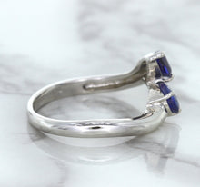 Load image into Gallery viewer, 1.11ctw Pear Blue Sapphire Snakehead Ring in 14K White Gold