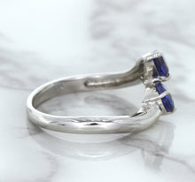 Load image into Gallery viewer, 1.11ctw Pear Blue Sapphire Snakehead Ring in 14K White Gold