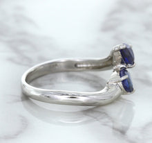 Load image into Gallery viewer, 1.11ctw Pear Blue Sapphire Snakehead Ring in 14K White Gold