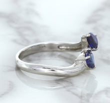 Load image into Gallery viewer, 1.11ctw Pear Blue Sapphire Snakehead Ring in 14K White Gold