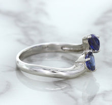 Load image into Gallery viewer, 1.11ctw Pear Blue Sapphire Snakehead Ring in 14K White Gold
