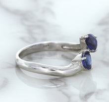 Load image into Gallery viewer, 1.11ctw Pear Blue Sapphire Snakehead Ring in 14K White Gold