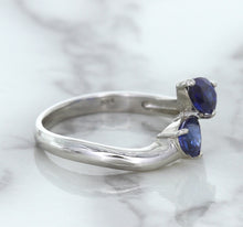 Load image into Gallery viewer, 1.11ctw Pear Blue Sapphire Snakehead Ring in 14K White Gold
