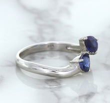 Load image into Gallery viewer, 1.11ctw Pear Blue Sapphire Snakehead Ring in 14K White Gold
