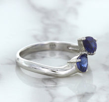 Load image into Gallery viewer, 1.11ctw Pear Blue Sapphire Snakehead Ring in 14K White Gold