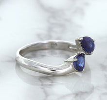 Load image into Gallery viewer, 1.11ctw Pear Blue Sapphire Snakehead Ring in 14K White Gold