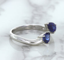Load image into Gallery viewer, 1.11ctw Pear Blue Sapphire Snakehead Ring in 14K White Gold