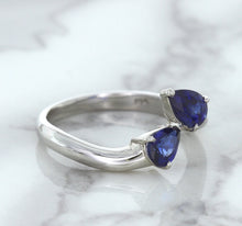 Load image into Gallery viewer, 1.11ctw Pear Blue Sapphire Snakehead Ring in 14K White Gold
