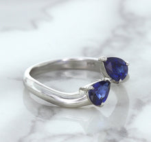Load image into Gallery viewer, 1.11ctw Pear Blue Sapphire Snakehead Ring in 14K White Gold