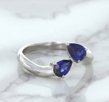 Load image into Gallery viewer, 1.11ctw Pear Blue Sapphire Snakehead Ring in 14K White Gold
