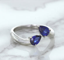 Load image into Gallery viewer, 1.11ctw Pear Blue Sapphire Snakehead Ring in 14K White Gold
