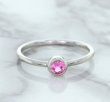 Load image into Gallery viewer, 0.19ct Round Pink Sapphire Ring in 14K White Gold