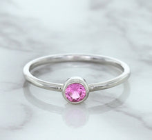 Load image into Gallery viewer, 0.19ct Round Pink Sapphire Ring in 14K White Gold
