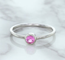 Load image into Gallery viewer, 0.19ct Round Pink Sapphire Ring in 14K White Gold
