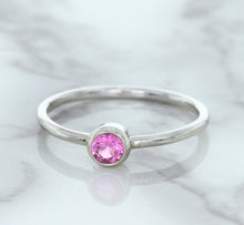 Load image into Gallery viewer, 0.19ct Round Pink Sapphire Ring in 14K White Gold