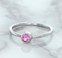 Load image into Gallery viewer, 0.19ct Round Pink Sapphire Ring in 14K White Gold