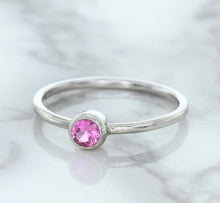 Load image into Gallery viewer, 0.19ct Round Pink Sapphire Ring in 14K White Gold