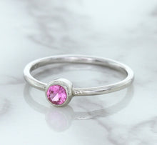 Load image into Gallery viewer, 0.19ct Round Pink Sapphire Ring in 14K White Gold