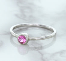 Load image into Gallery viewer, 0.19ct Round Pink Sapphire Ring in 14K White Gold