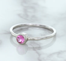 Load image into Gallery viewer, 0.19ct Round Pink Sapphire Ring in 14K White Gold