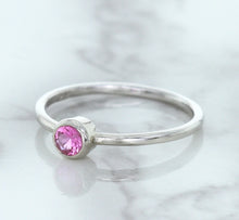 Load image into Gallery viewer, 0.19ct Round Pink Sapphire Ring in 14K White Gold