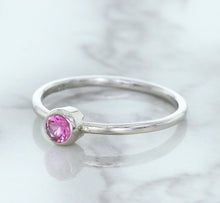 Load image into Gallery viewer, 0.19ct Round Pink Sapphire Ring in 14K White Gold