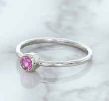 Load image into Gallery viewer, 0.19ct Round Pink Sapphire Ring in 14K White Gold