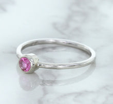 Load image into Gallery viewer, 0.19ct Round Pink Sapphire Ring in 14K White Gold