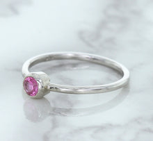 Load image into Gallery viewer, 0.19ct Round Pink Sapphire Ring in 14K White Gold