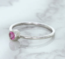Load image into Gallery viewer, 0.19ct Round Pink Sapphire Ring in 14K White Gold