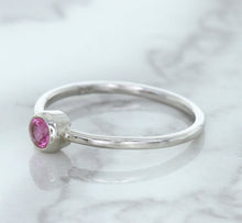 Load image into Gallery viewer, 0.19ct Round Pink Sapphire Ring in 14K White Gold