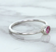 Load image into Gallery viewer, 0.19ct Round Pink Sapphire Ring in 14K White Gold