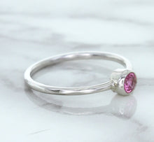 Load image into Gallery viewer, 0.19ct Round Pink Sapphire Ring in 14K White Gold