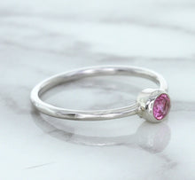 Load image into Gallery viewer, 0.19ct Round Pink Sapphire Ring in 14K White Gold