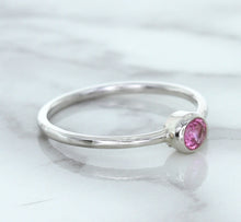 Load image into Gallery viewer, 0.19ct Round Pink Sapphire Ring in 14K White Gold