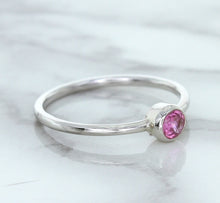 Load image into Gallery viewer, 0.19ct Round Pink Sapphire Ring in 14K White Gold
