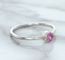 Load image into Gallery viewer, 0.19ct Round Pink Sapphire Ring in 14K White Gold