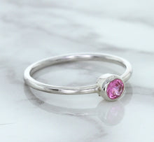 Load image into Gallery viewer, 0.19ct Round Pink Sapphire Ring in 14K White Gold