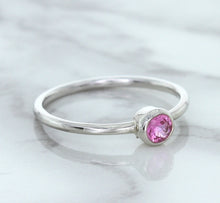 Load image into Gallery viewer, 0.19ct Round Pink Sapphire Ring in 14K White Gold